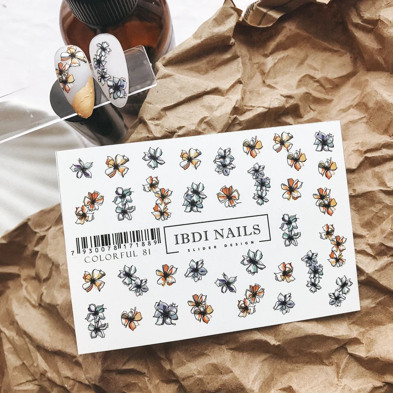 IBDI Flower nail decals / sliders #Colorful 81