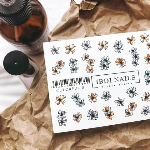 IBDI Flower nail decals / sliders #Colorful 81