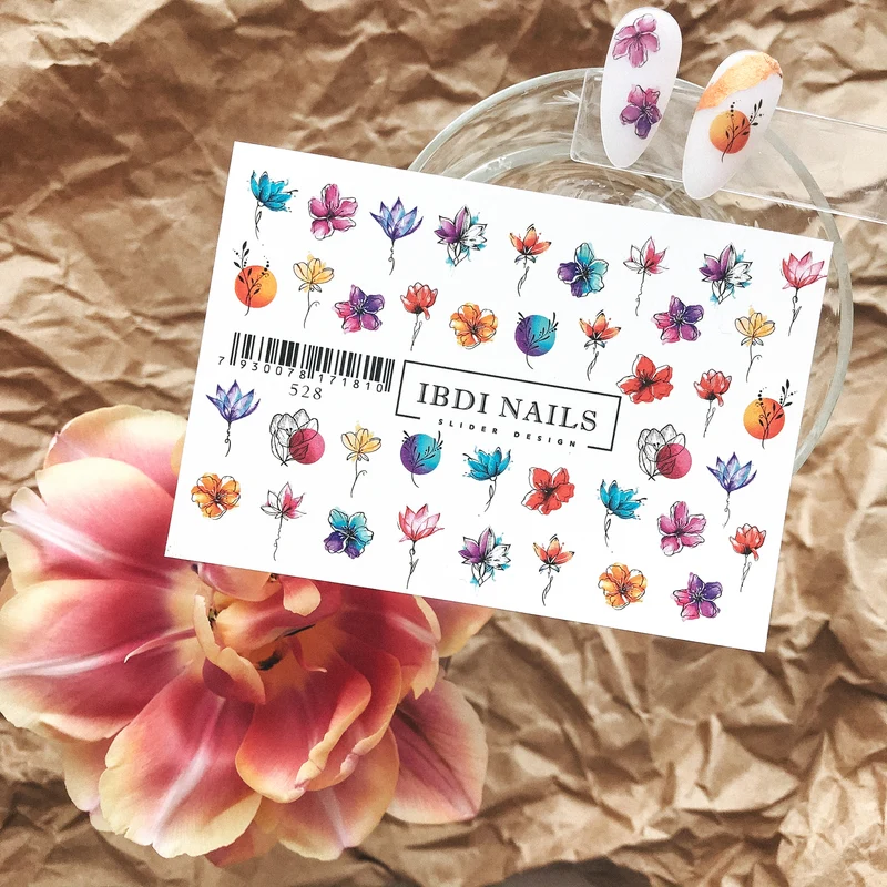 IBDI Flower nail decals / sliders #528
