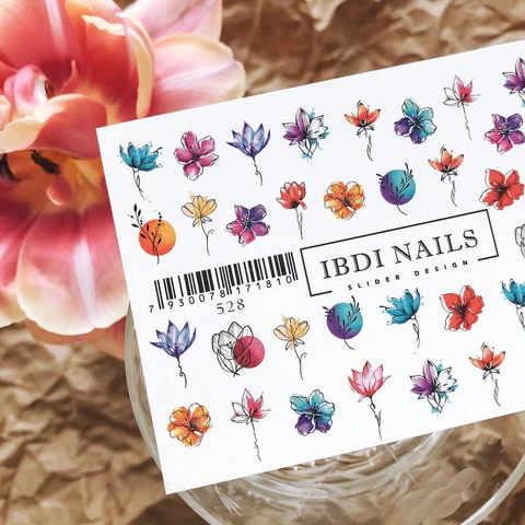 IBDI Flower nail decals / sliders #528