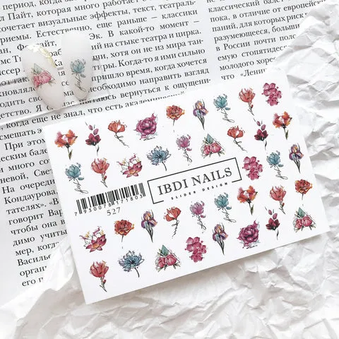 IBDI Flower nail decals / sliders #527