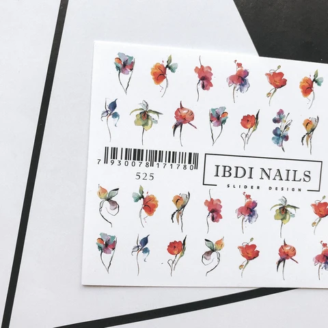 IBDI Flower nail decals / sliders #525