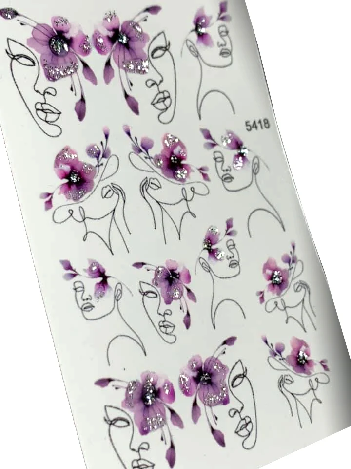 INKVICTUS Flower and people nail decals / sliders 5418 glitter