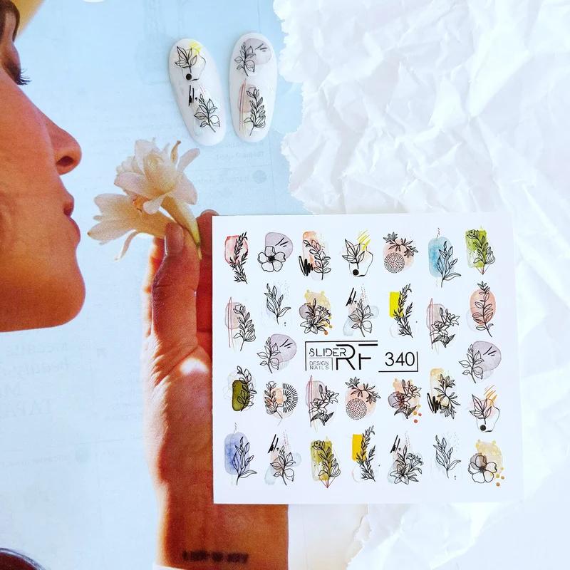 Slider.RF Flower nail decals / sliders 340