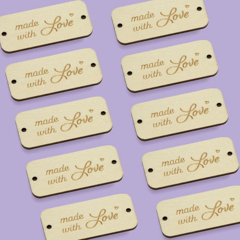 Labels aus Holz - Made With Love