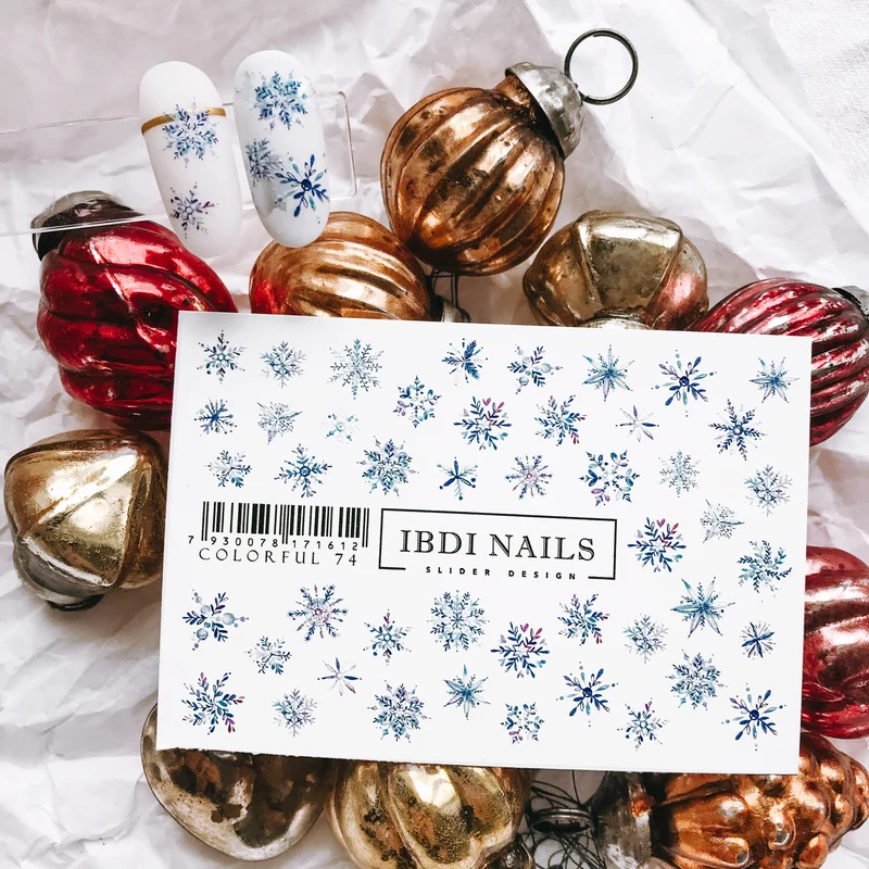 IBDI Snowflake nail decals / sliders COLORFUL 74
