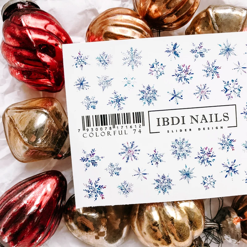 IBDI Snowflake nail decals / sliders COLORFUL 74
