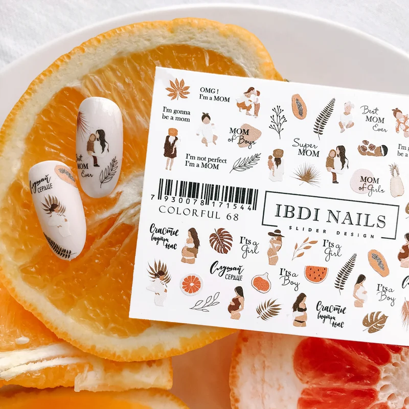 IBDI Mother, mom nail decals / sliders COLORFUL 68