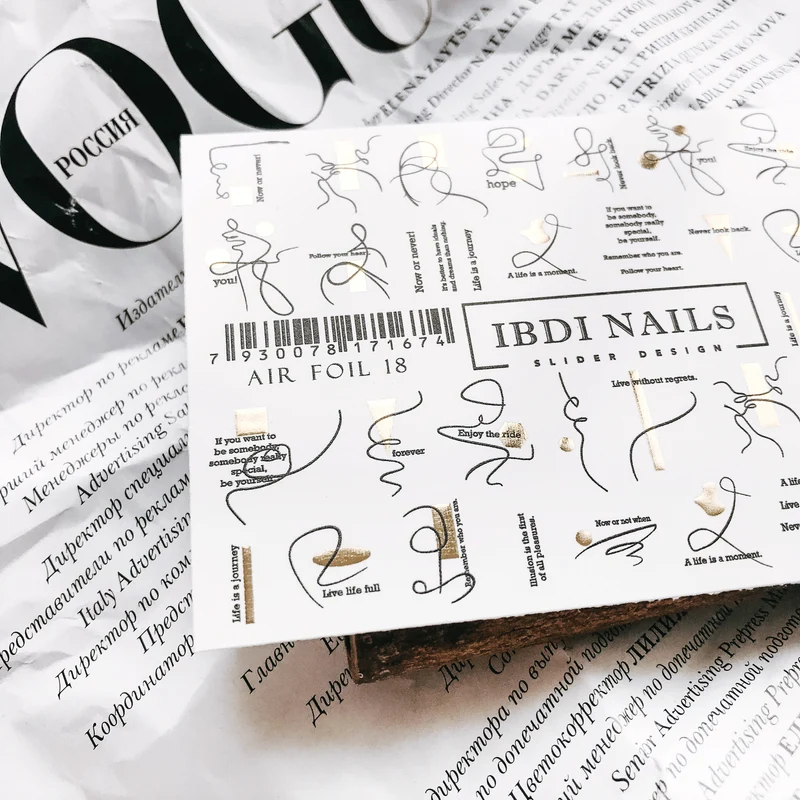 IBDI Abstract geometric, word nail decals / sliders AIR FOIL 18