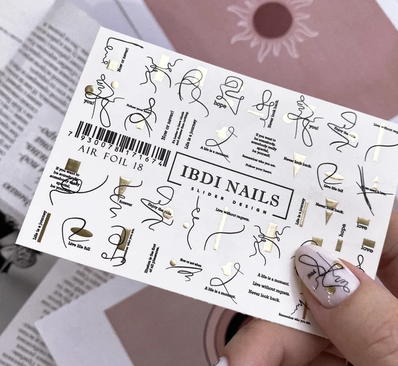 IBDI Abstract geometric, word nail decals / sliders AIR FOIL 18
