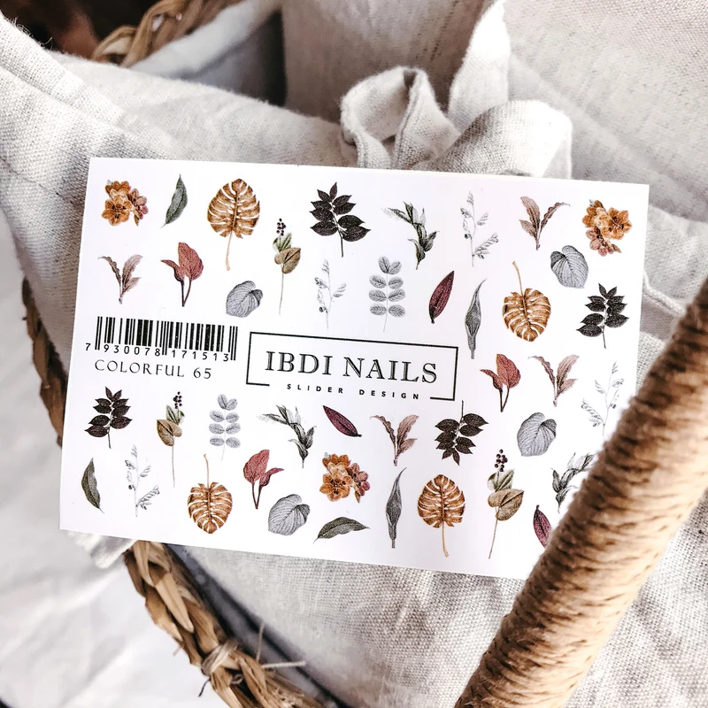 IBDI Leaf nail decals / sliders #Colorful 65