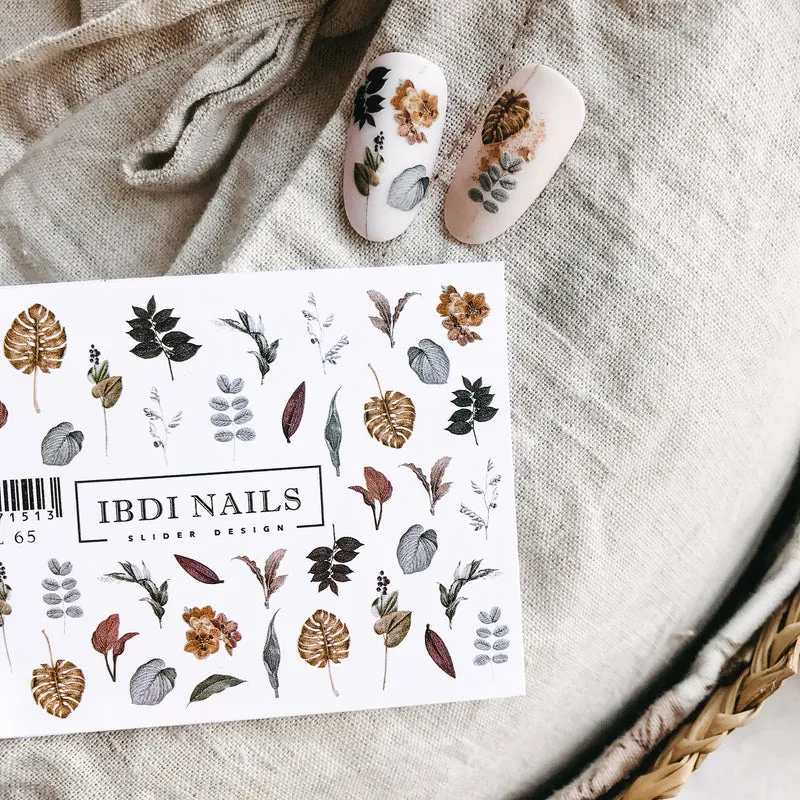 IBDI Leaf nail decals / sliders #Colorful 65