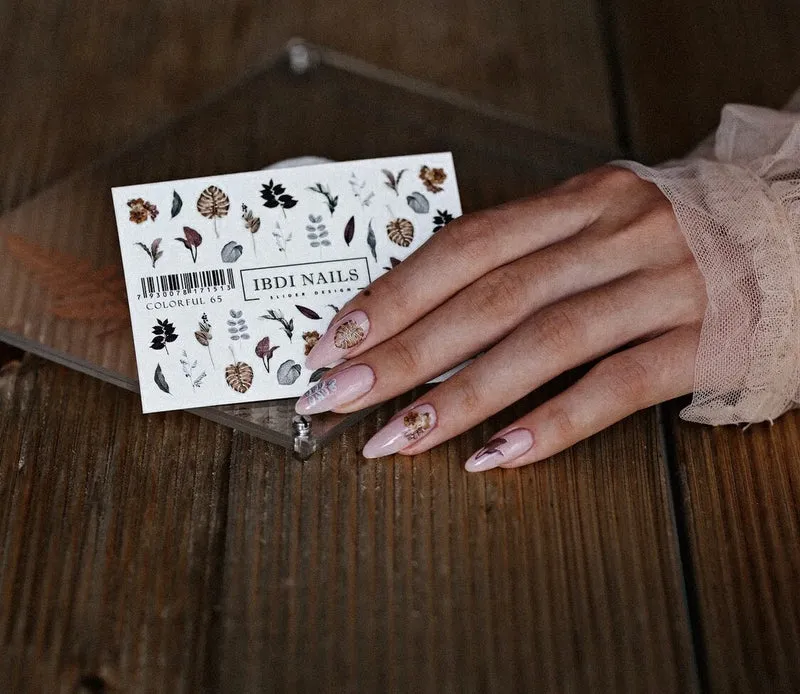 IBDI Leaf nail decals / sliders #Colorful 65