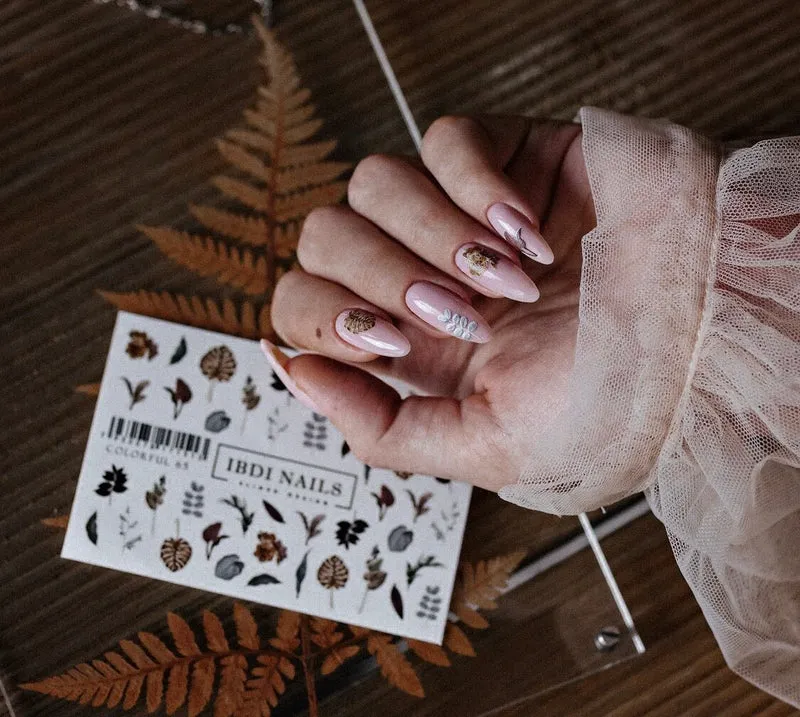 IBDI Leaf nail decals / sliders #Colorful 65