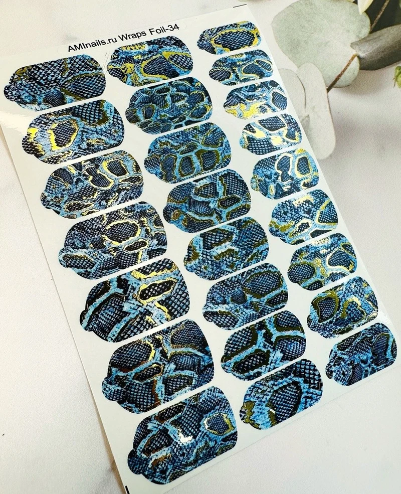 Nagelfolie 34 Foil Nail Wraps für Maniküre AMINAILS