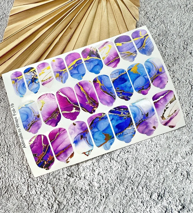 Nagelfolie 19 Foil Nail Wraps für Maniküre AMINAILS