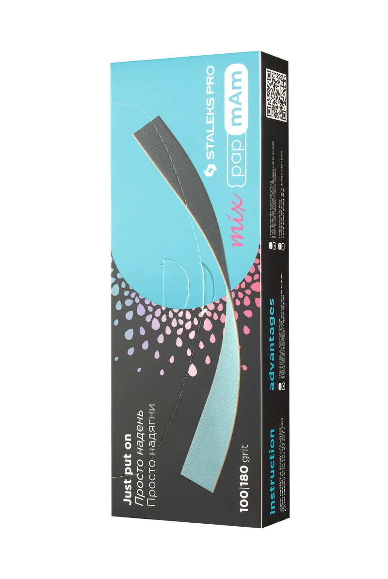 STALEKS PRO Double sided, Reusable file, 50 pack, Straight, 100, 150, 180, 240 grit, base required, manicure nail tools
