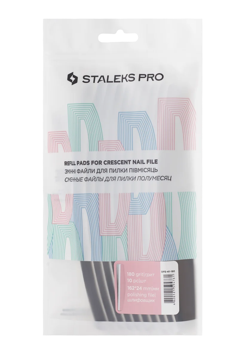 STALEKS PRO Reusable file 10 pack, Crescent, Buffer 100, 150, 180, 240 grit, base required, manicure nail tools, buffer