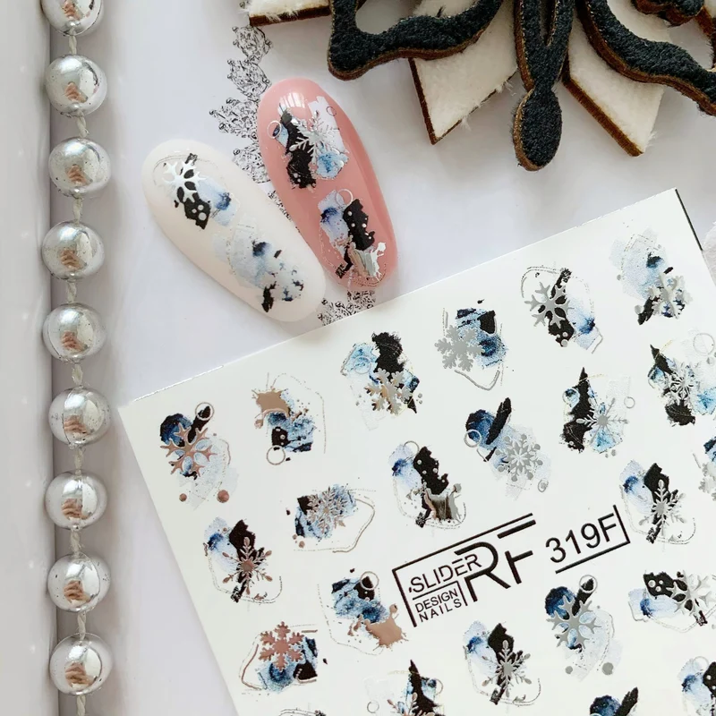 Slider.RF Foil snowflake nail decals / sliders 319F