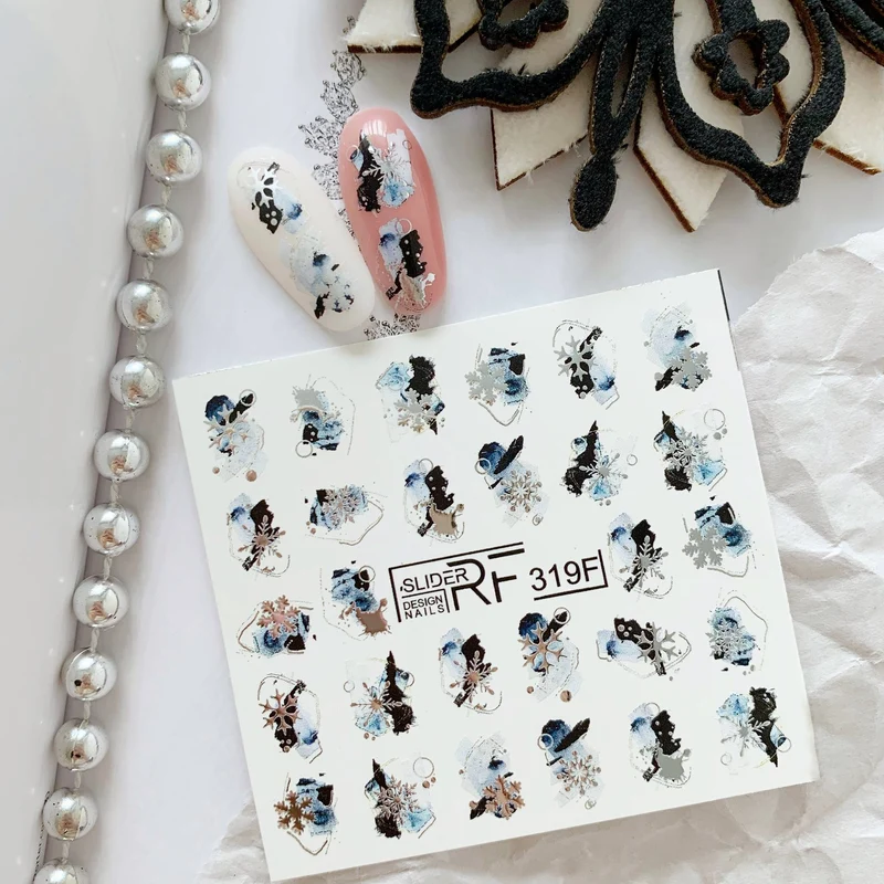 Slider.RF Foil snowflake nail decals / sliders 319F