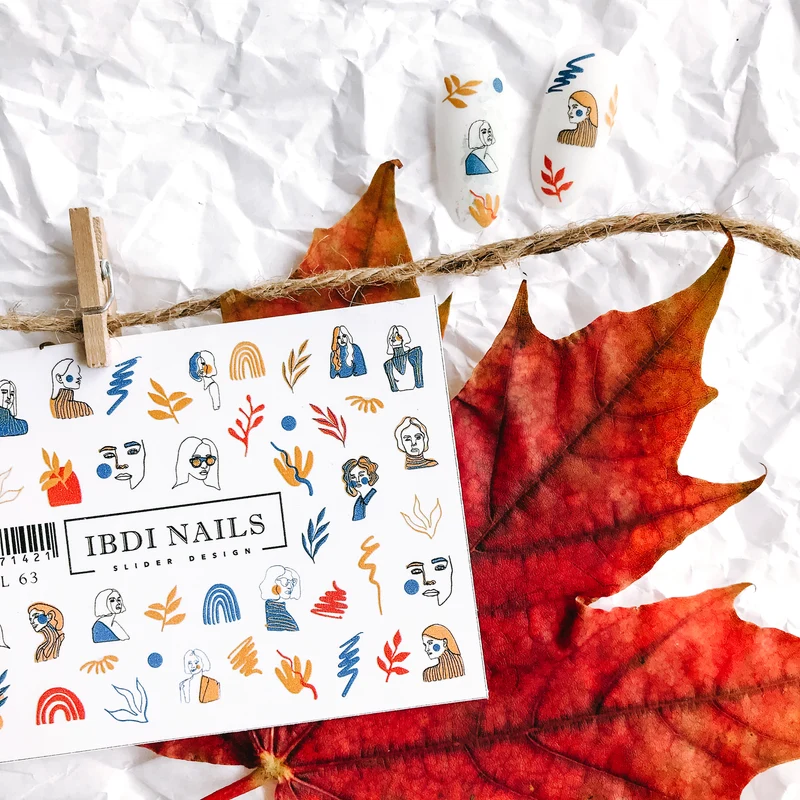 IBDI Fashion and leaf nail decals / sliders #Colorful 63