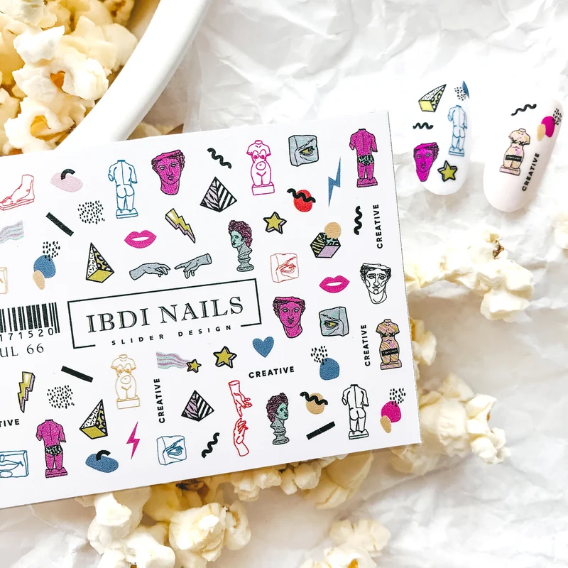 IBDI Fun and cool nail decals / sliders #Colorful 66