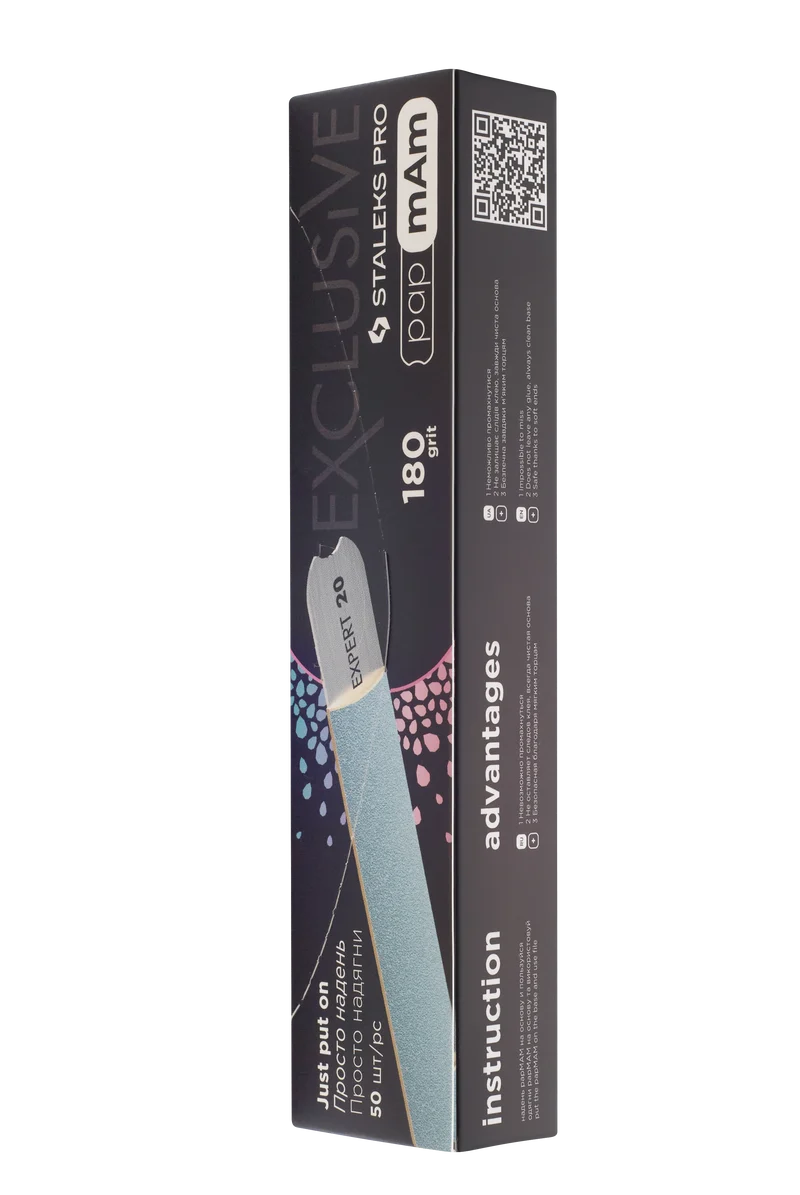 STALEKS PRO Reusable file 50 pack, Straight, 100, 180, 240 grit, base required, manicure nail tools