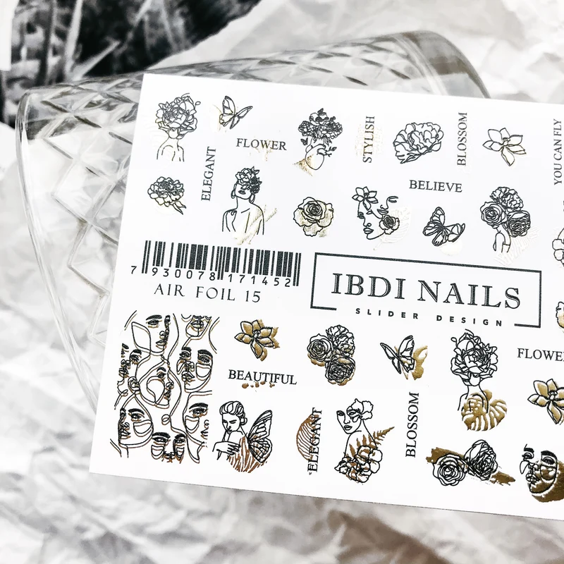 IBDI Abstract fashion nail decals / sliders #Air foil 15