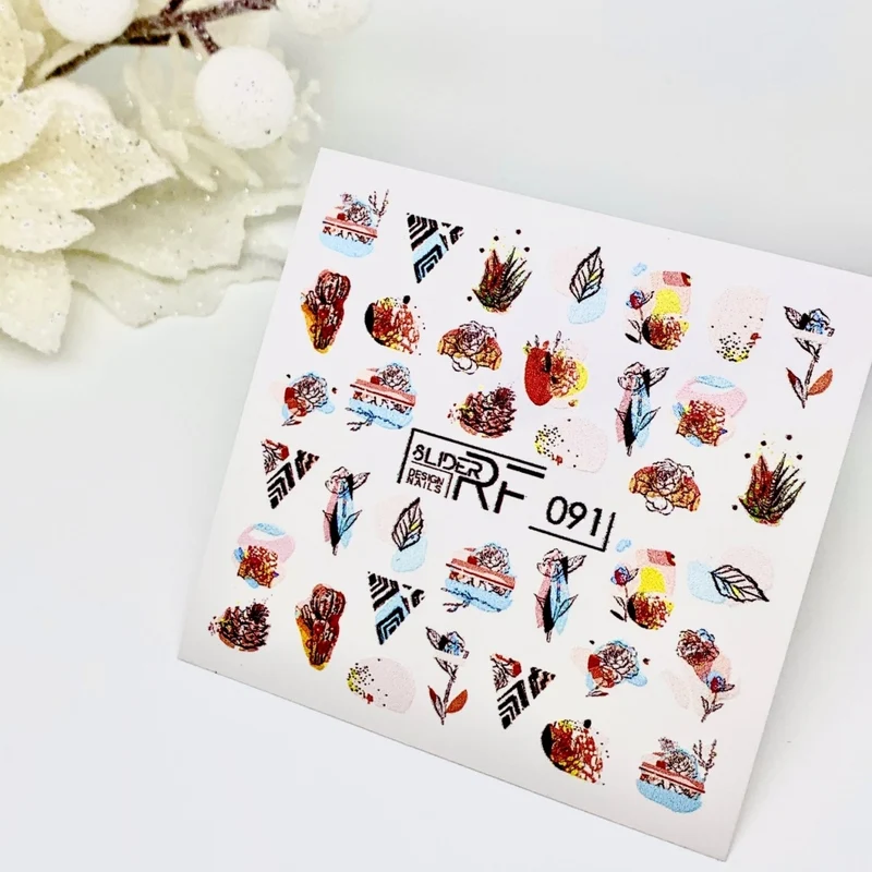 Sticker Design RF091 Blumen/Blätter (Wasserlösliche Aufkleber) Слайдер