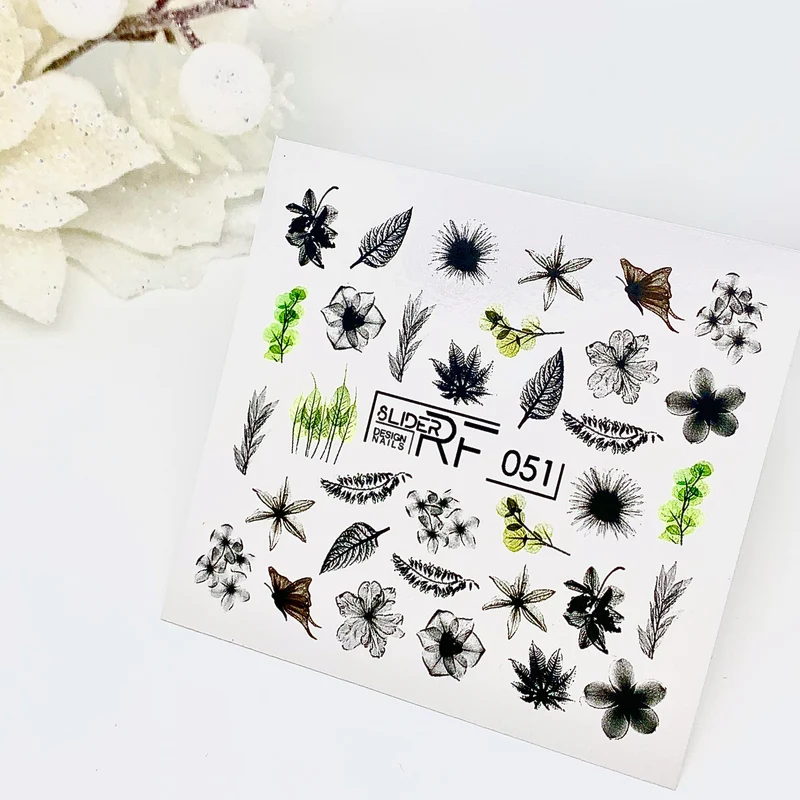 Slider.RF Leaf and feather nail decals / sliders 051