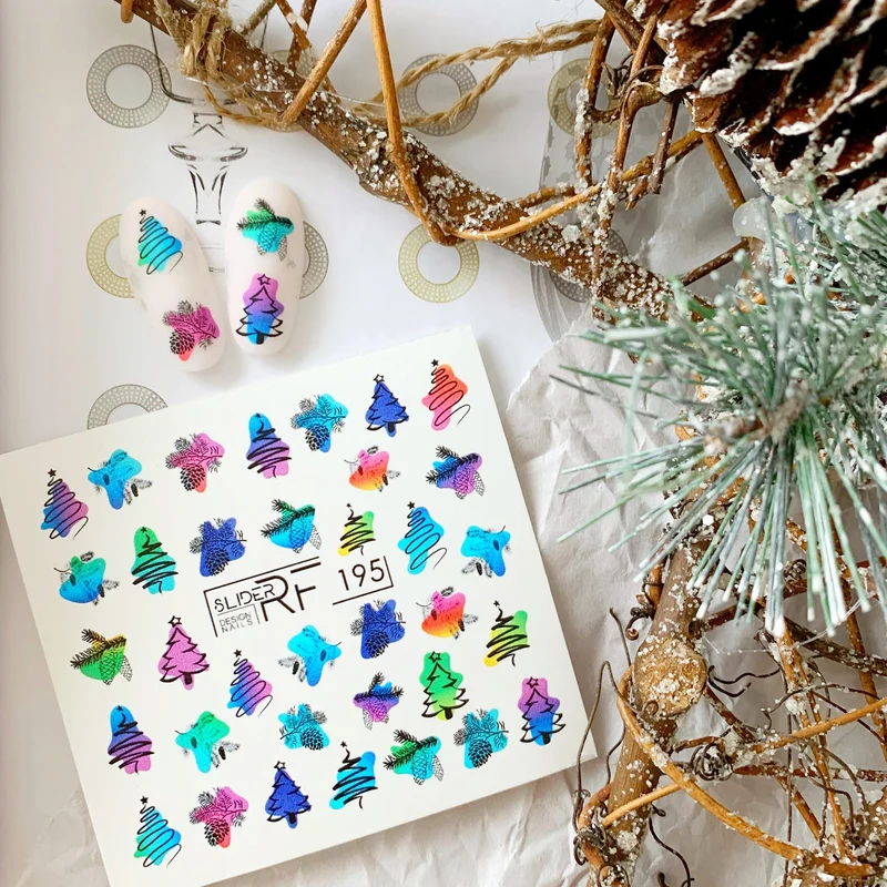 Slider.RF Abstract holiday nail decals / sliders 195