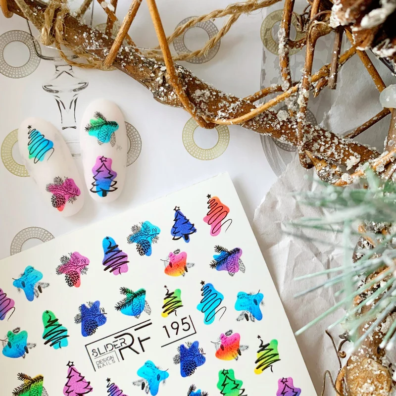 Slider.RF Abstract holiday nail decals / sliders 195