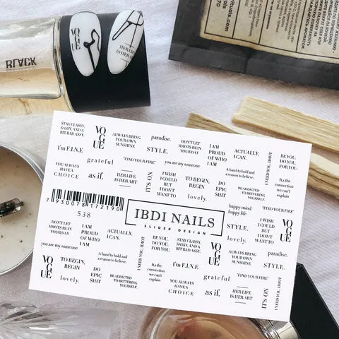 IBDI Word nail decals / sliders #538