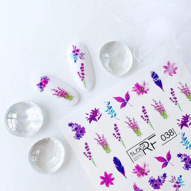 Slider.RF Flower nail decals / sliders 038
