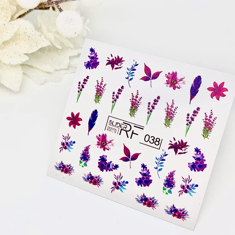 Slider.RF Flower nail decals / sliders 038