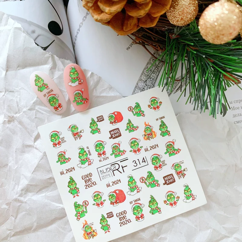 Slider.RF Christmas Grinch nail decals / sliders 314