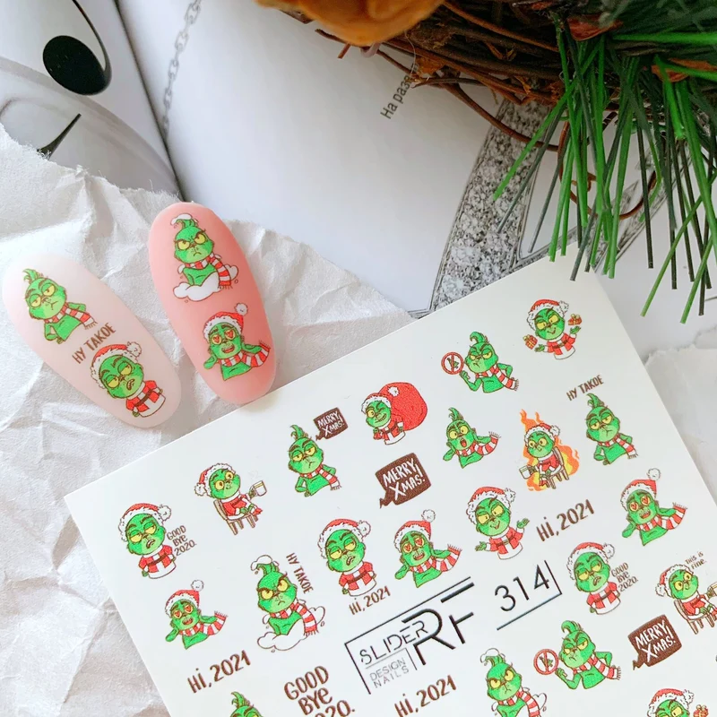 Slider.RF Christmas Grinch nail decals / sliders 314