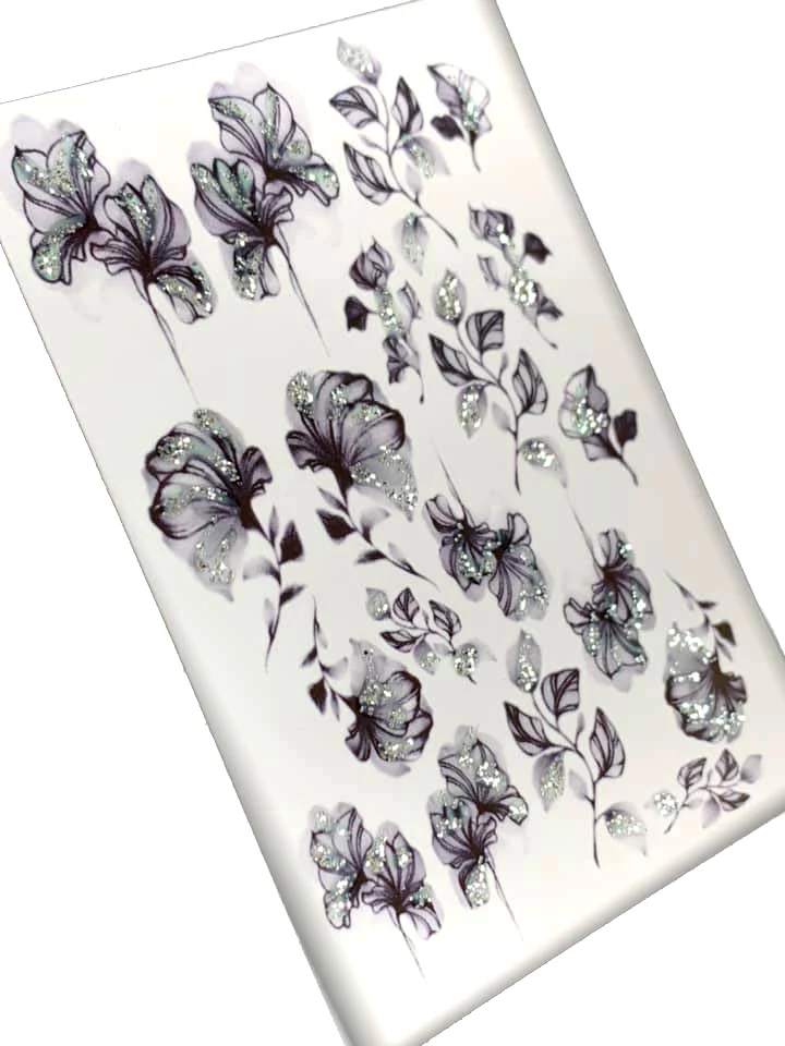 INKVICTUS Flower nail decals / sliders 5338 glitter