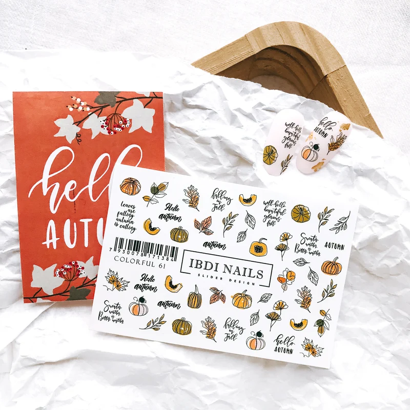 IBDI Autumn / pumpkin nail decals / sliders #Colorful 61