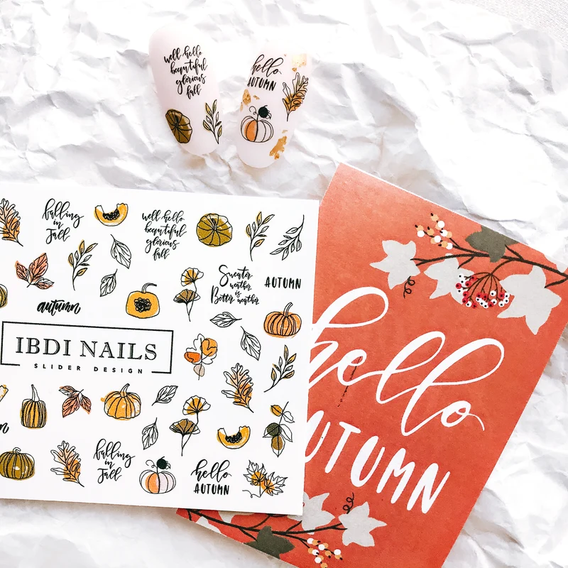 IBDI Autumn / pumpkin nail decals / sliders #Colorful 61