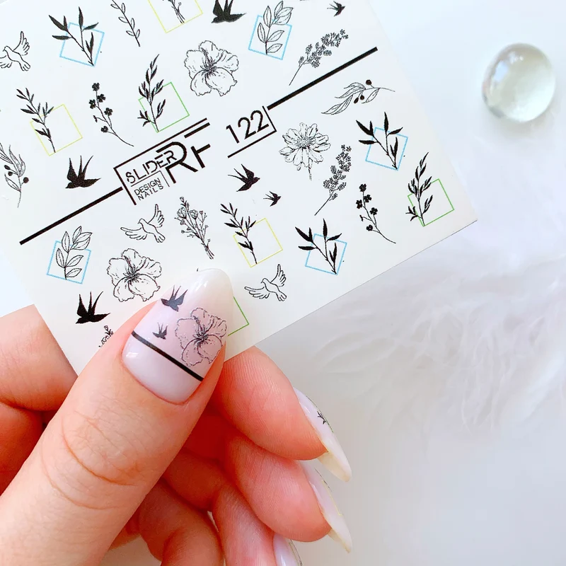 Slider.RF Leafs and flowers cute nail decals / sliders 122