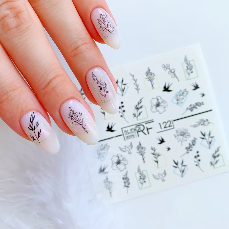 Slider.RF Leafs and flowers cute nail decals / sliders 122