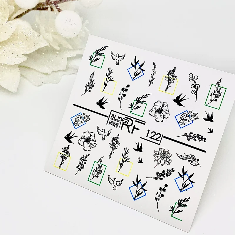 Slider.RF Leafs and flowers cute nail decals / sliders 122