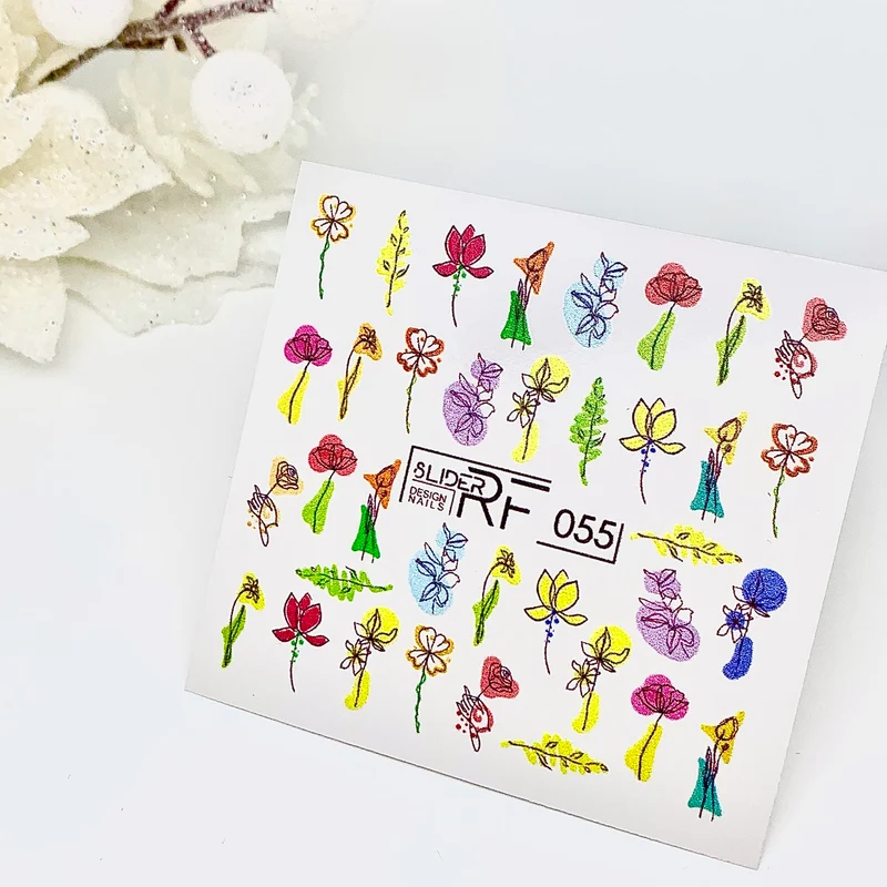 Slider.RF Watercolor flower nail decals / sliders 055