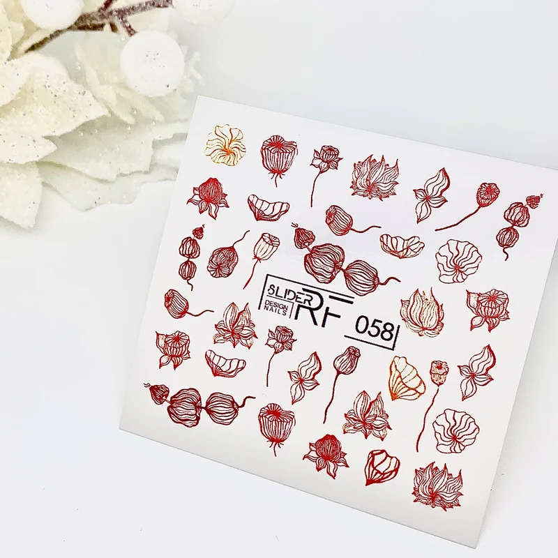 Slider.RF Abstract flower nail decals / sliders 058