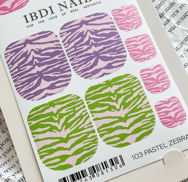 103 PASTEL ZEBRA - PEDIKÜRE Nail Wraps IBDI Nails
