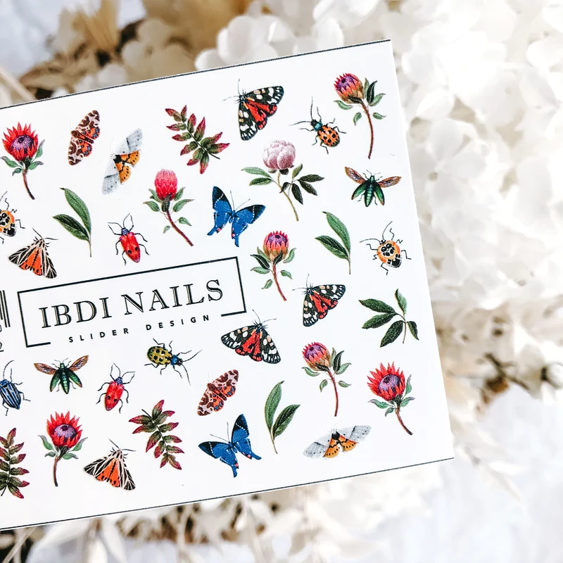 IBDI Butterflies and flowers nail decals / sliders #Colorful 52