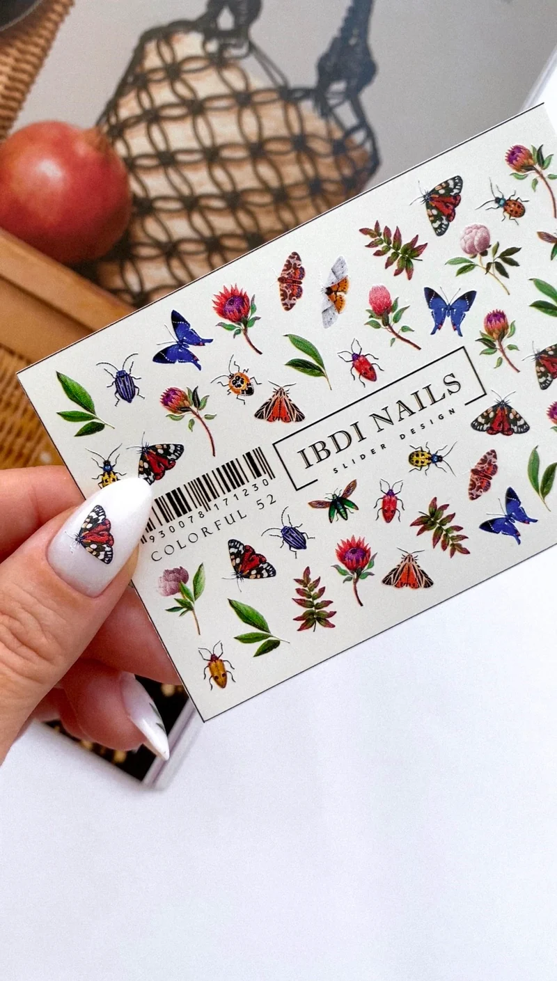 IBDI Butterflies and flowers nail decals / sliders #Colorful 52