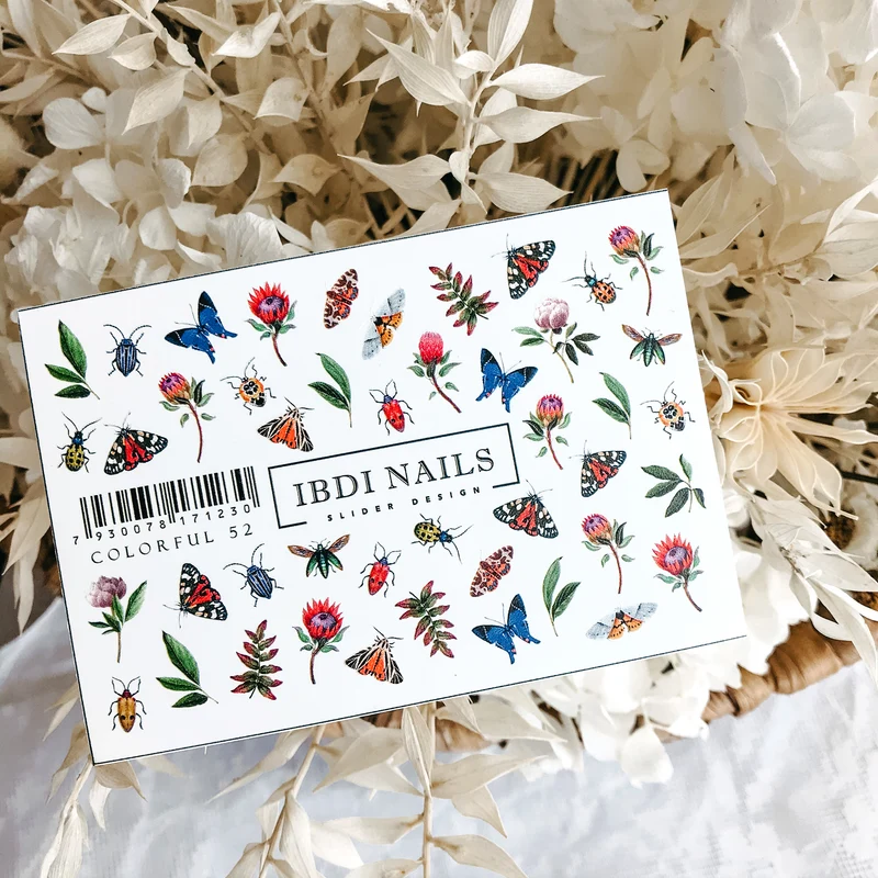 IBDI Butterflies and flowers nail decals / sliders #Colorful 52