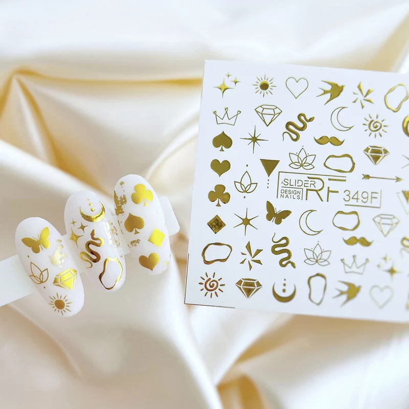 Slider.RF Cool geometric gold foil nail decals / sliders 349F
